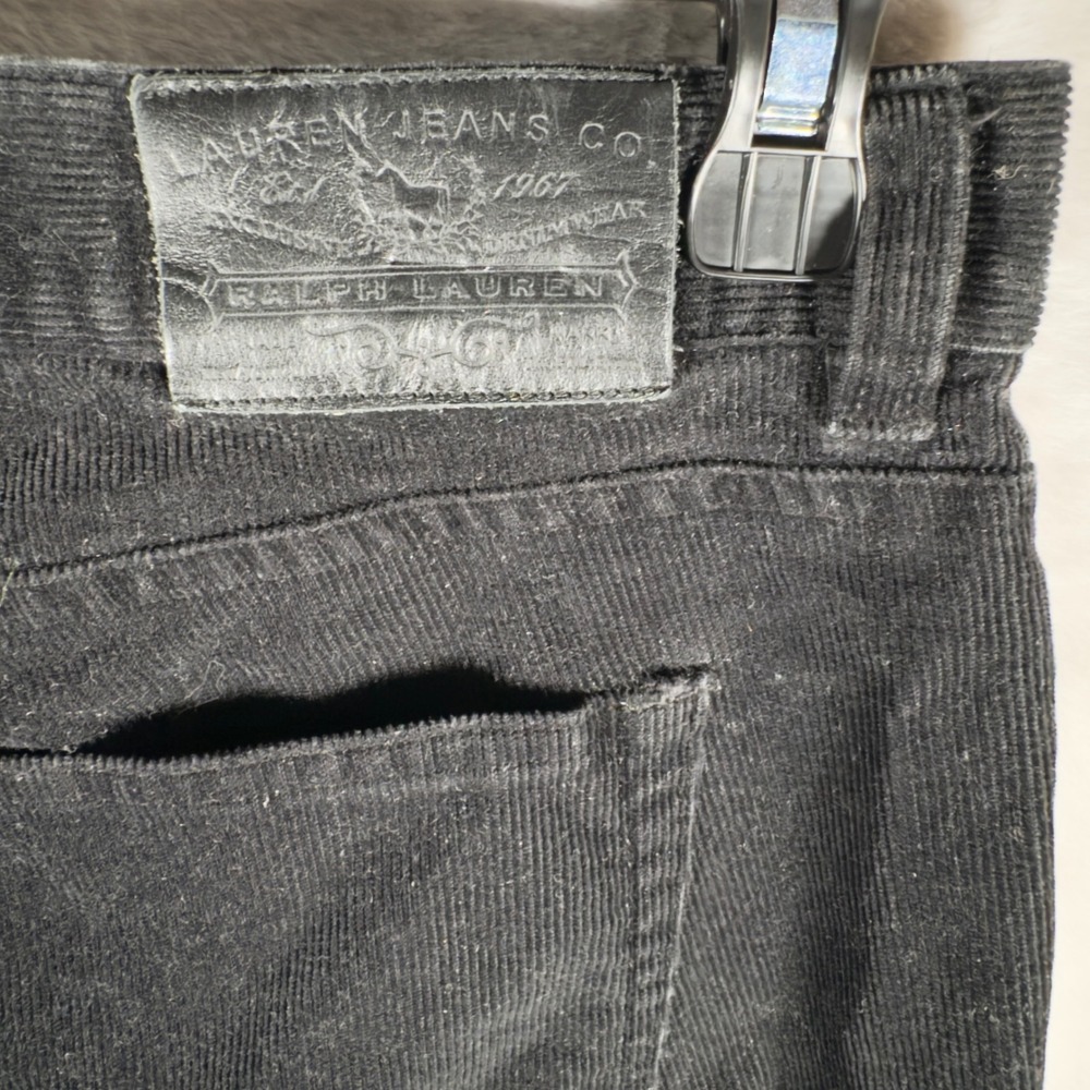 Ralph Lauren Jeans Company Petite Black Corduroy Classic Straight Pants Size 10P